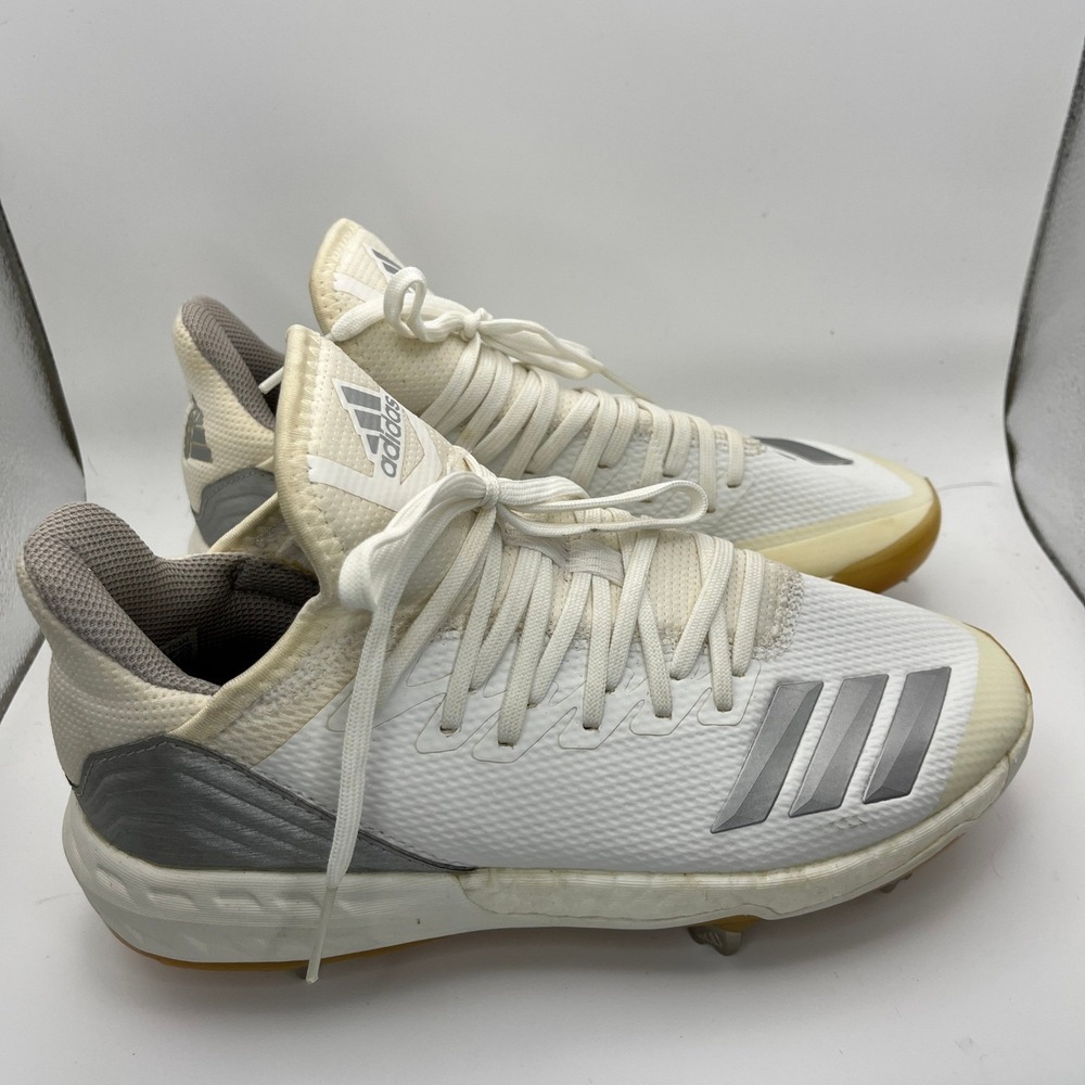 Adidas Men's Icon Bounce‎ Baseball Cleats White Silver Size 7 Metal Spikes
